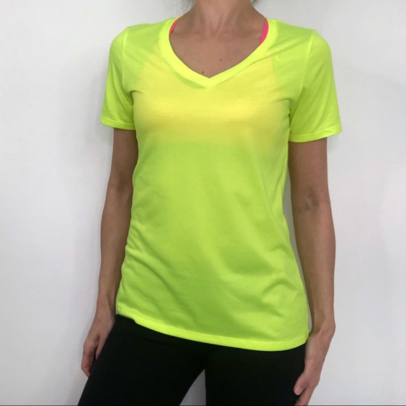 Nike Tops - SOLD Nike Neon Yellow Dri Fit The Nike Tee V Neck